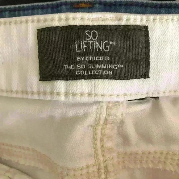 Chicos The So Slimming Collection White Capri Denim Embellished Pants Jeans XL? - Picture 9 of 11